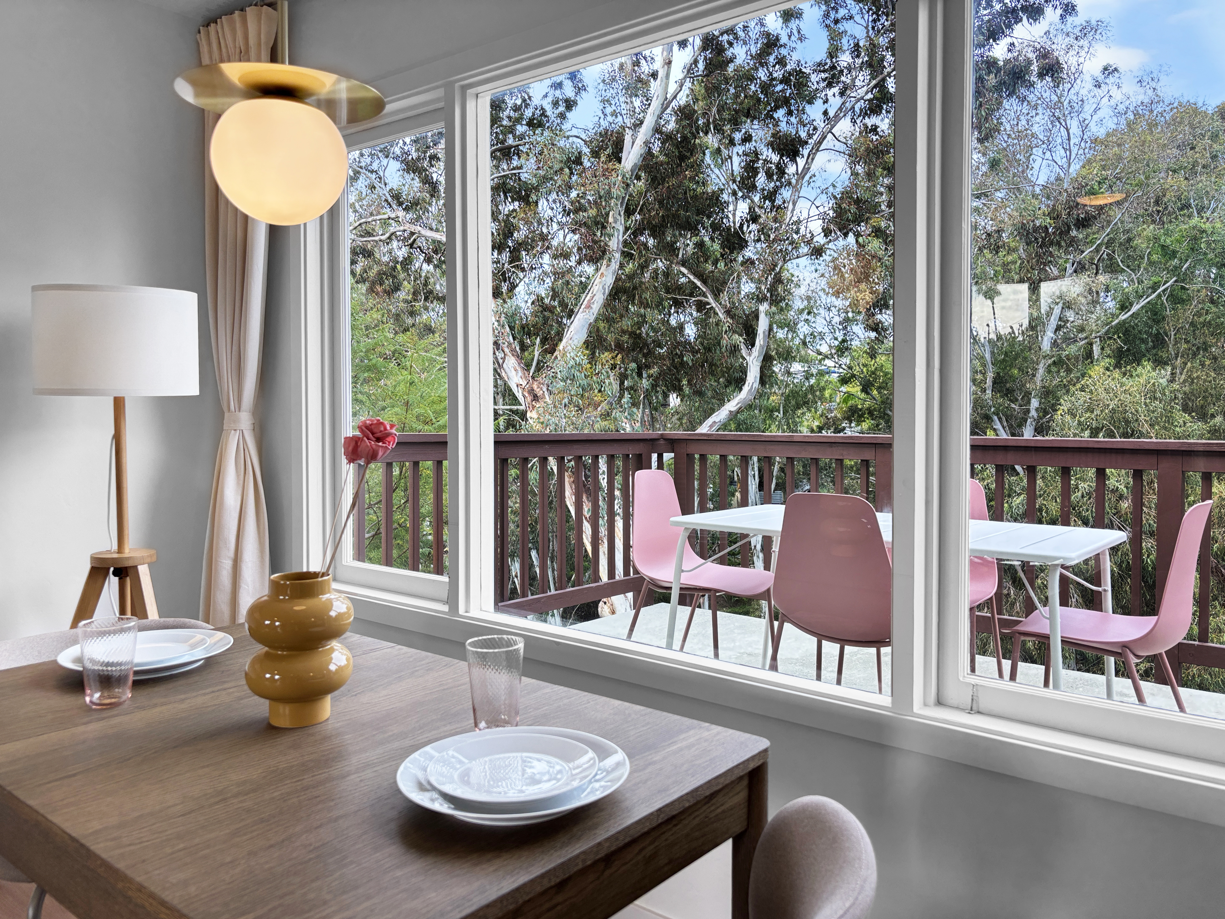 Dining with outdoor view